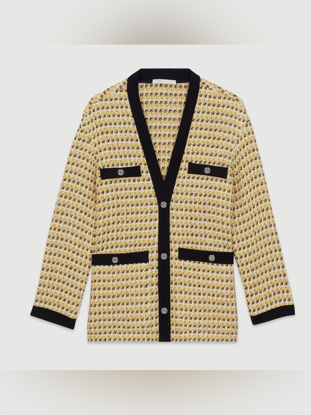 MAJE Jacket in tweed and lurex Size 4 US yellow black gold
